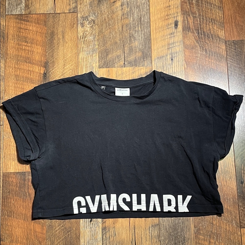 Gymshark Black Crop Top with White Logo